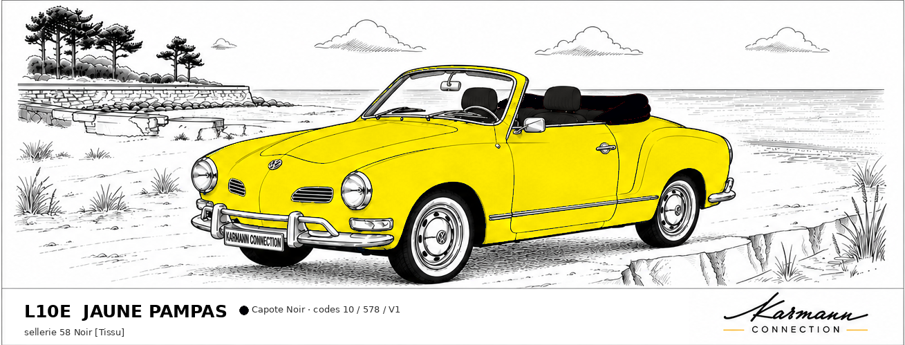 Karmann Ghia Type 14 Cabriolet L10E Jaune Pampas Pampas yellow