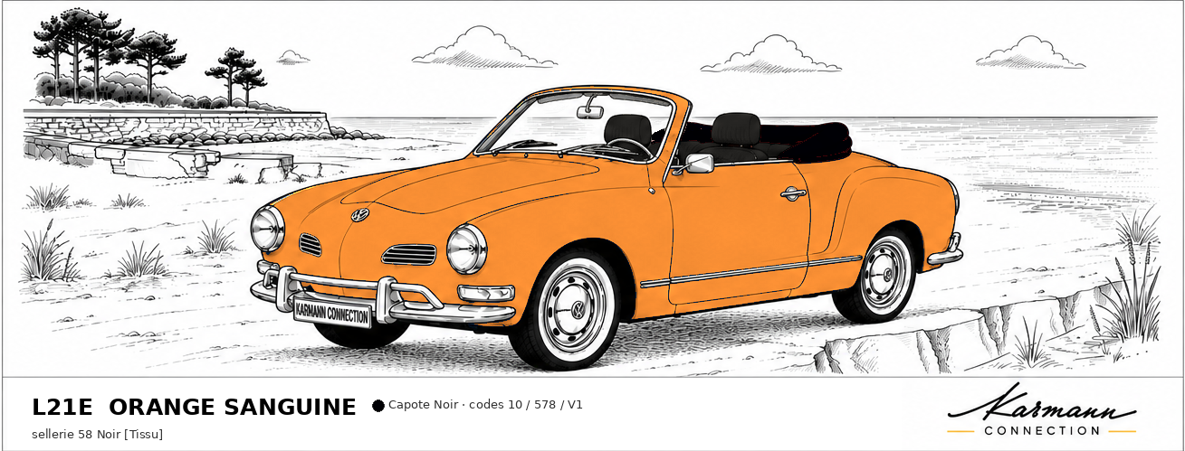 Karmann Ghia Type 14 Cabriolet L21E Orange sanguine Blood orange