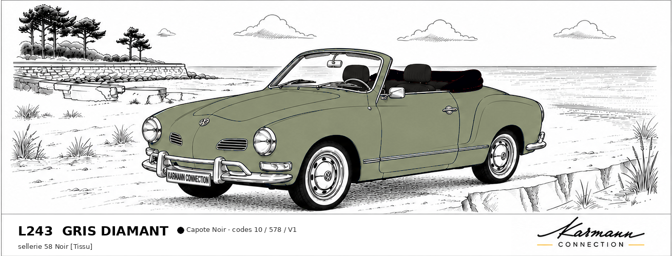 Karmann Ghia Type 14 Cabriolet L243 Gris diamant Diamond grey