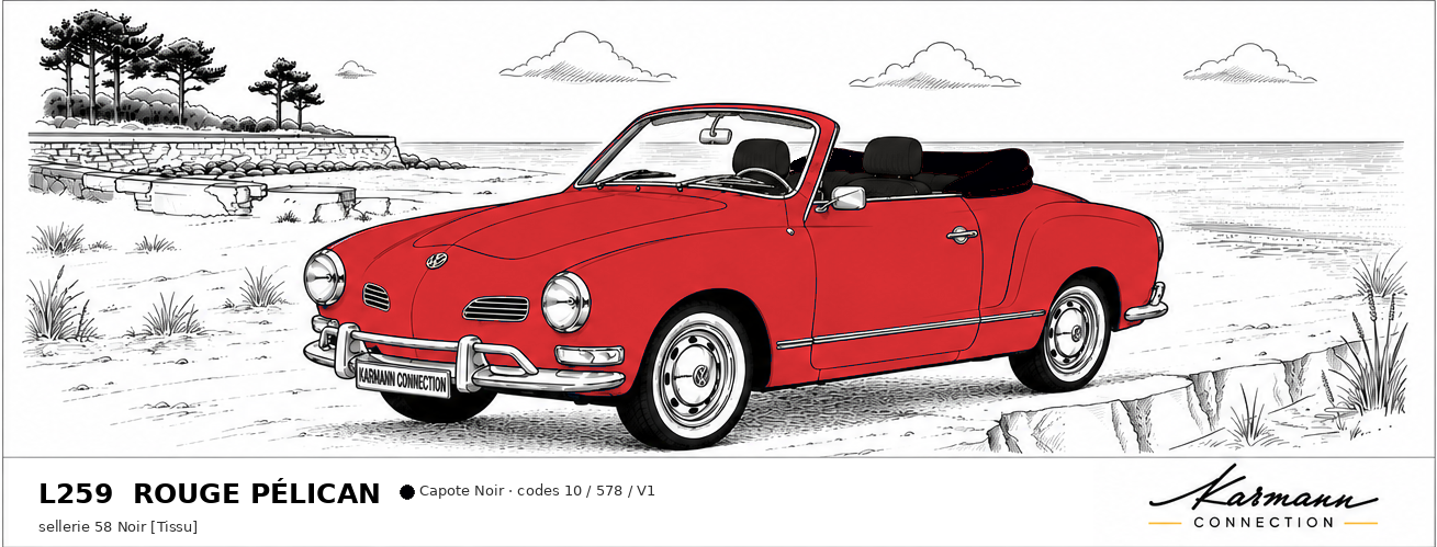 Karmann Ghia Type 14 Cabriolet L259 Rouge pélican Pelican red