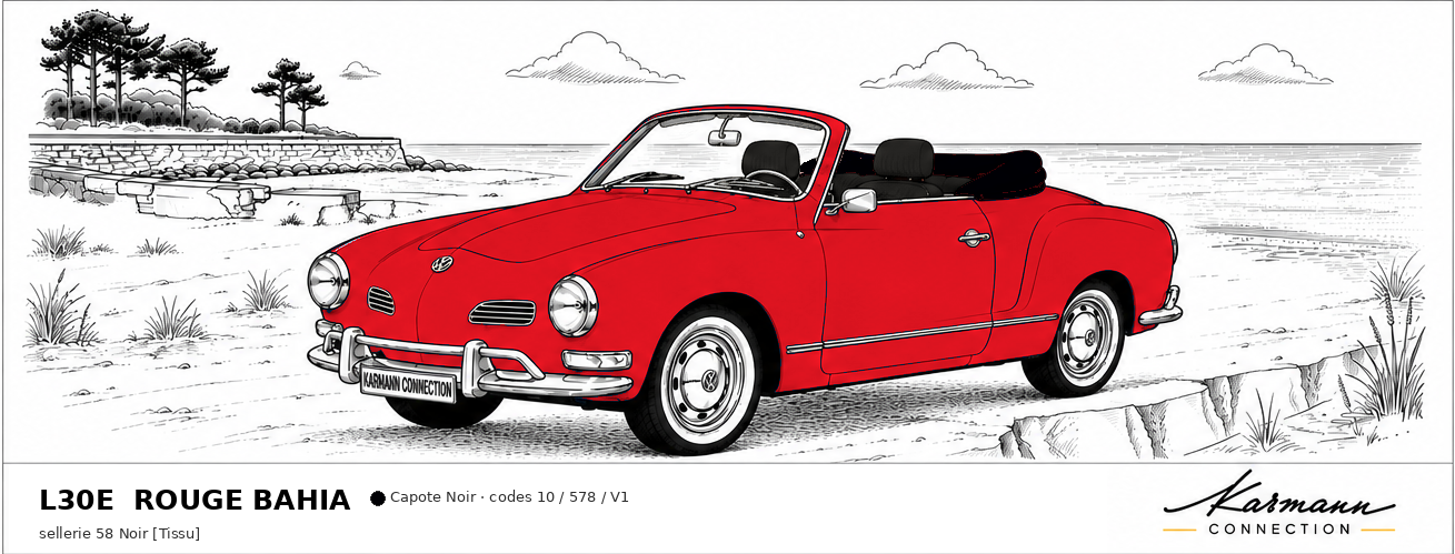 Karmann Ghia Type 14 Cabriolet L30E Rouge Bahia Bahia red