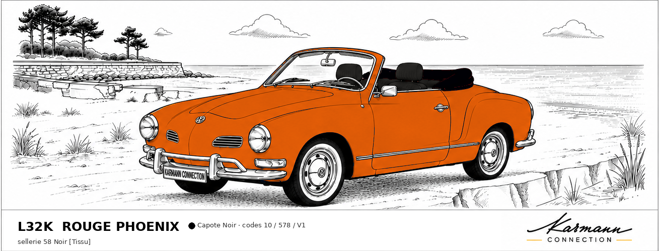 Karmann Ghia Type 14 Cabriolet L32K Rouge Phoenix Phoenix red