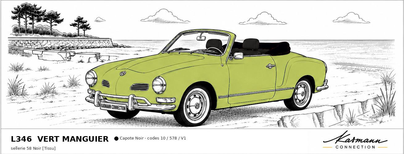 Karmann Ghia Type 14 Cabriolet L346 Vert manguier Mango green