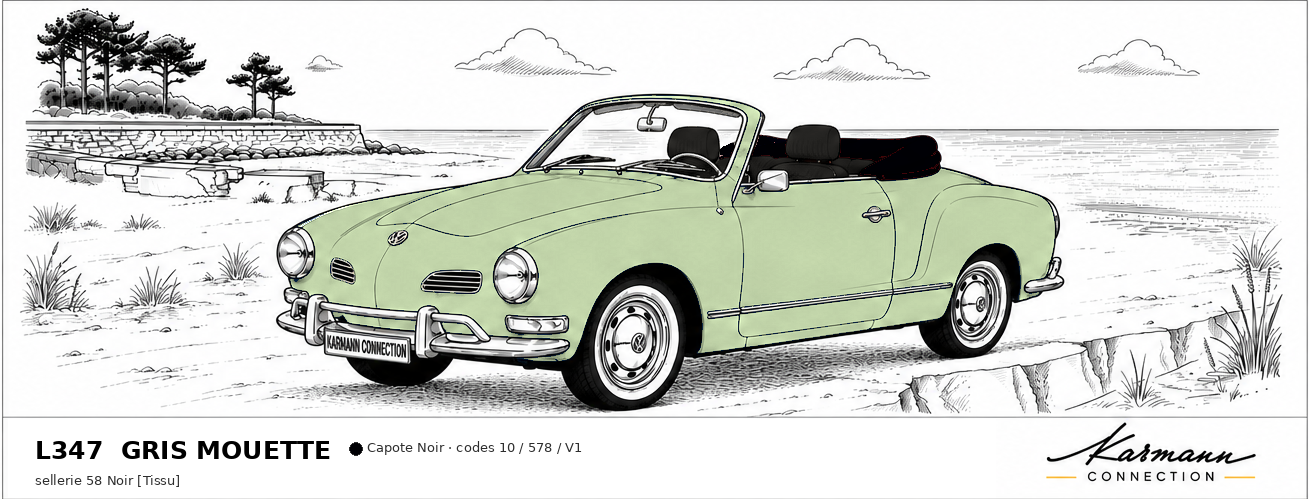 Karmann Ghia Type 14 Cabriolet L347 Gris mouette Seagull grey