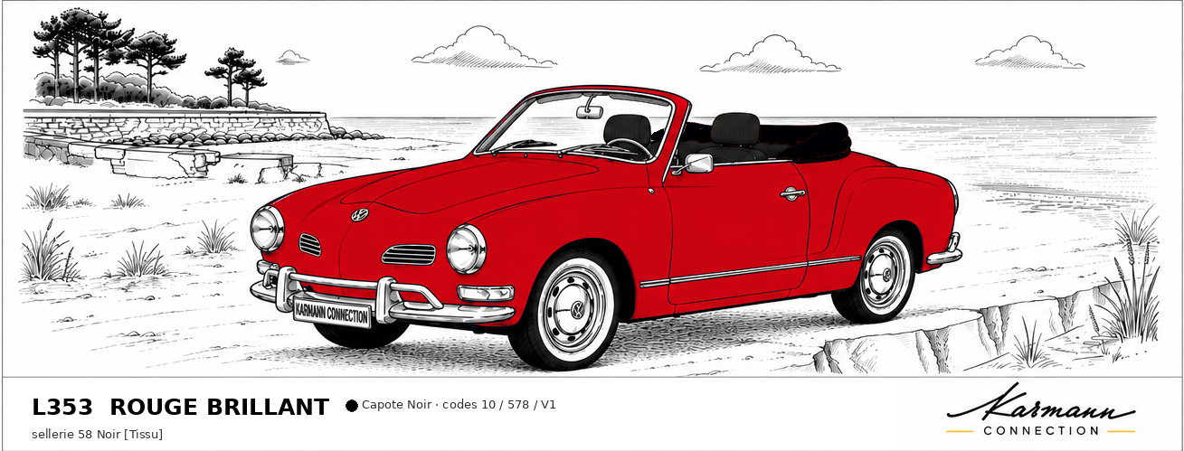 Karmann Ghia Type 14 Cabriolet L353 Rouge brillant Brilliant red