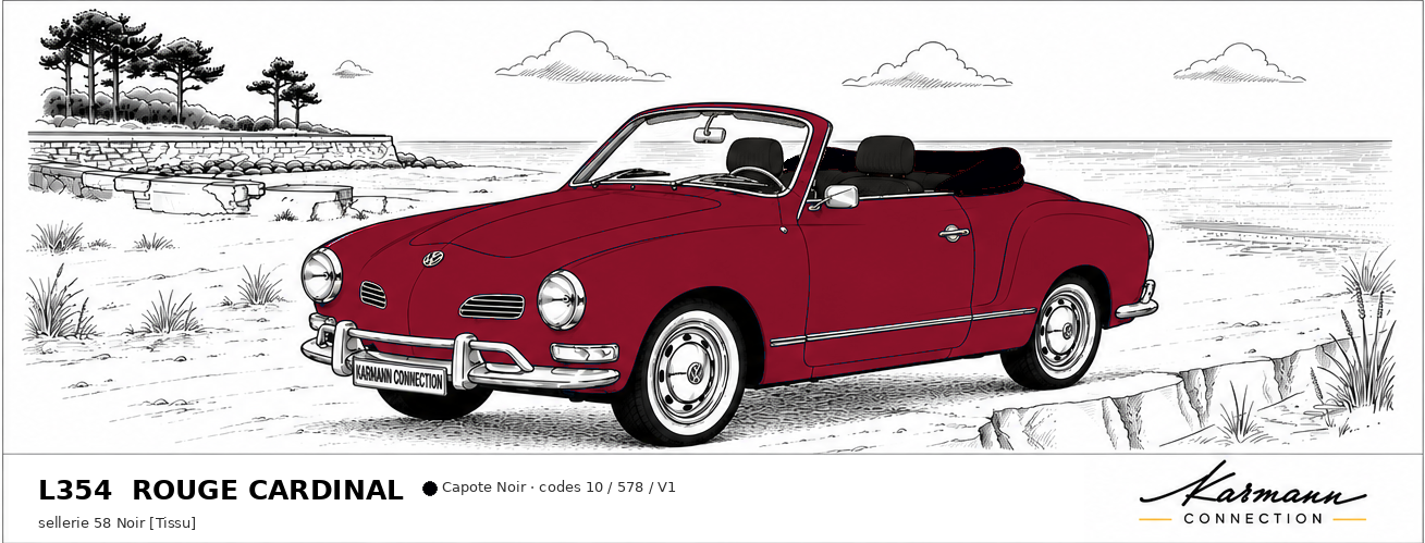 Karmann Ghia Type 14 Cabriolet L354 Rouge cardinal Cardinal red