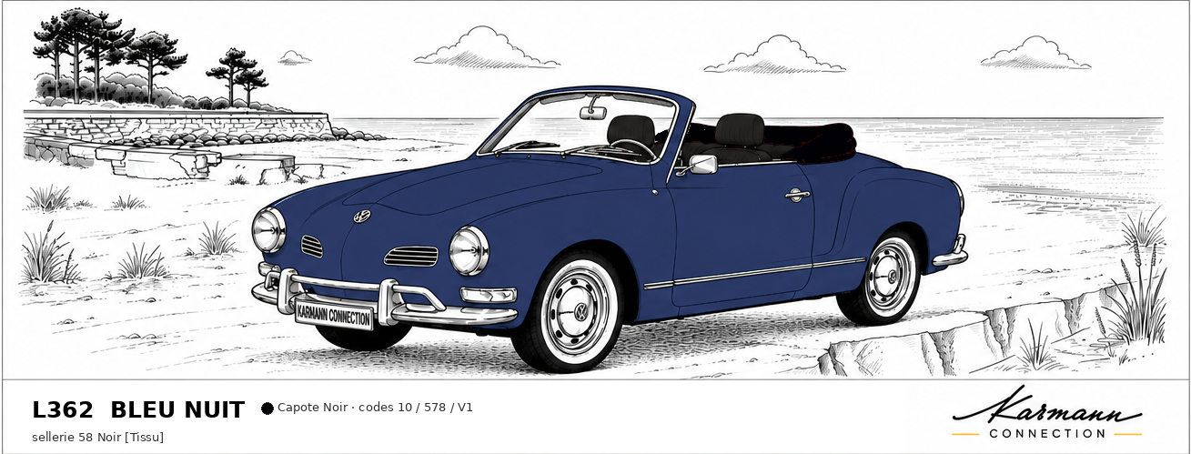Karmann Ghia Type 14 Cabriolet L362 Bleu nuit Midnight blue