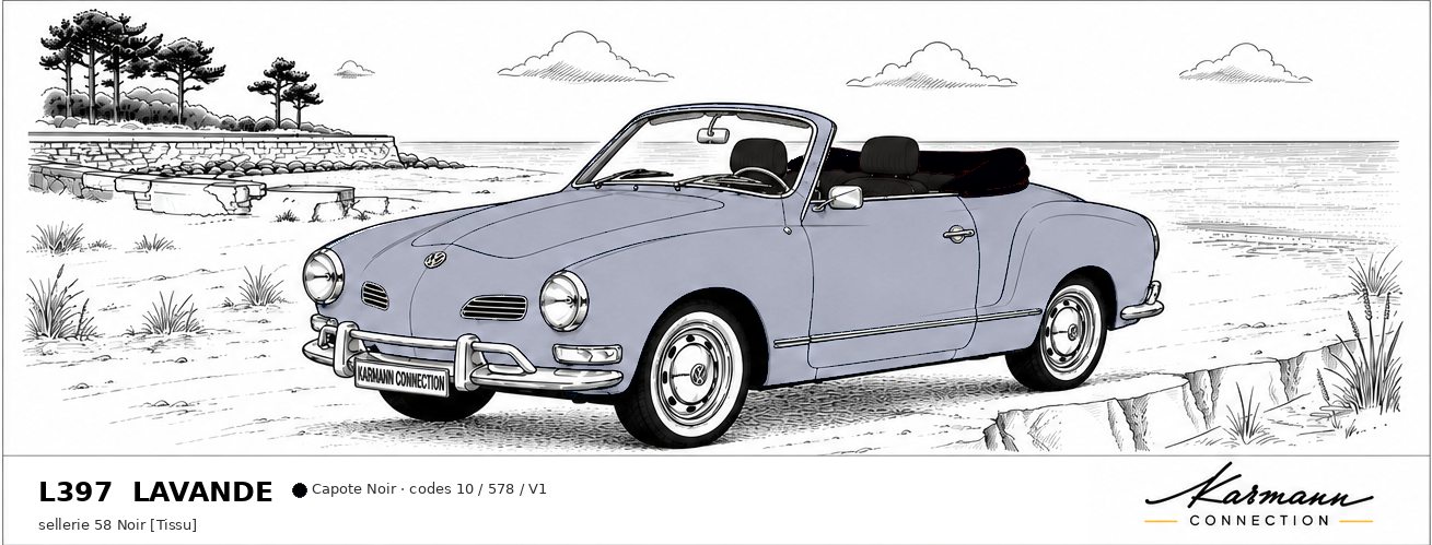 Karmann Ghia Type 14 Cabriolet L397 Lavande Lavender
