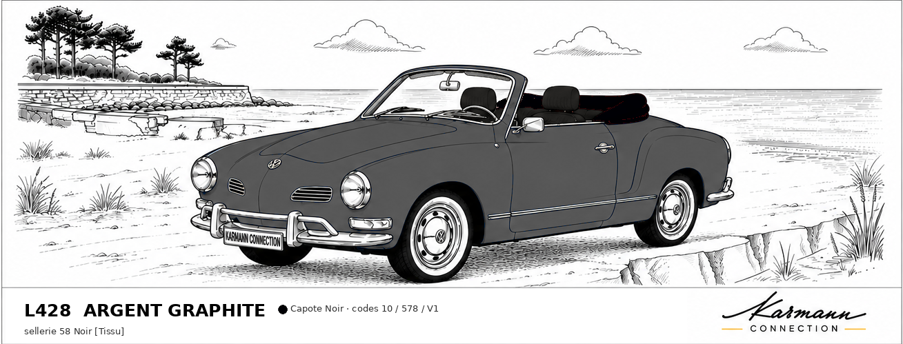 Karmann Ghia Type 14 Cabriolet L428 Argent graphite Graphite silver
