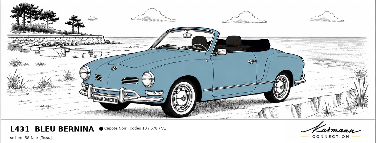 Karmann Ghia Type 14 Cabriolet L431 Bleu Bernina Bernina