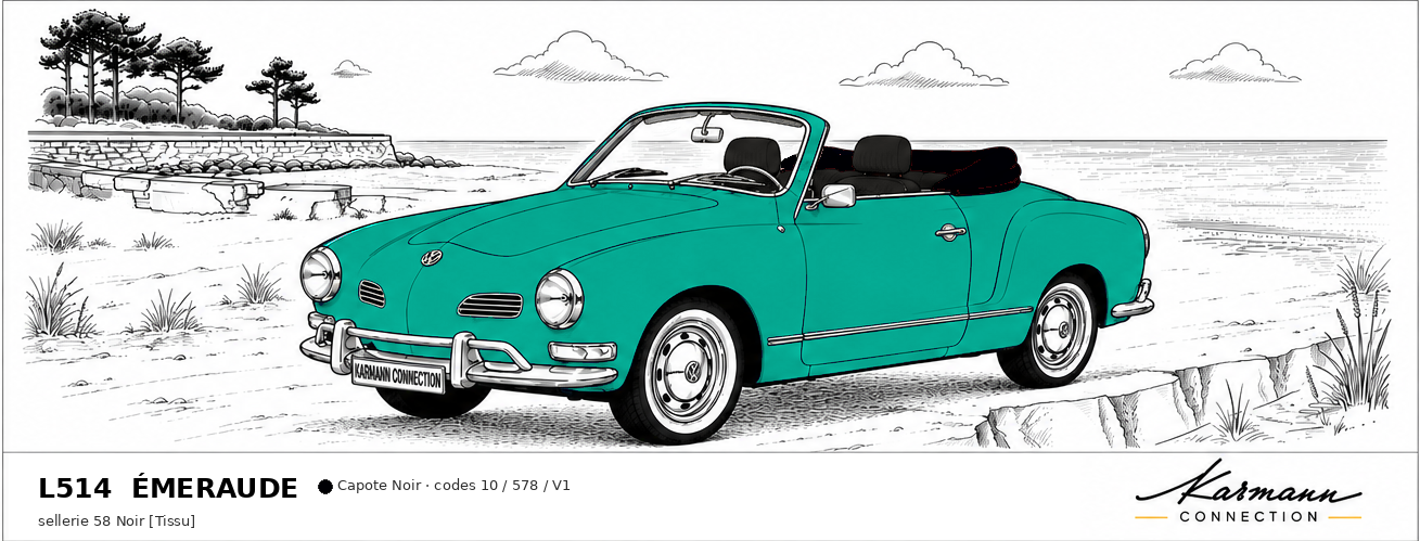 Karmann Ghia Type 14 Cabriolet L514 Émeraude Emerald