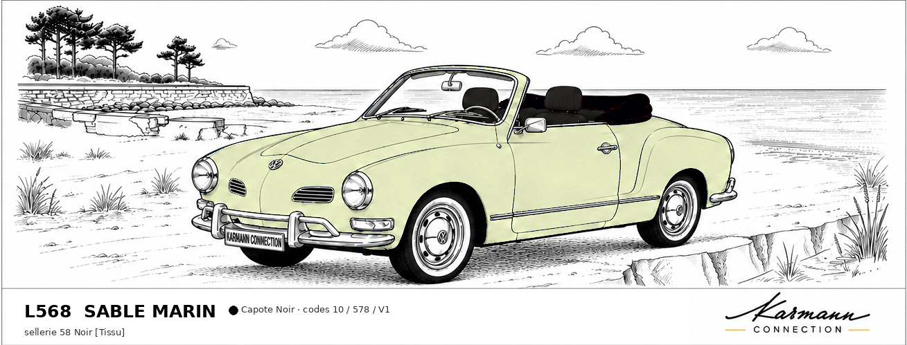 Karmann Ghia Type 14 Cabriolet L568 Sable marin Sea sand