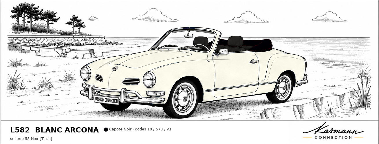 Karmann Ghia Type 14 Cabriolet L582 Blanc Arcona Arcona white