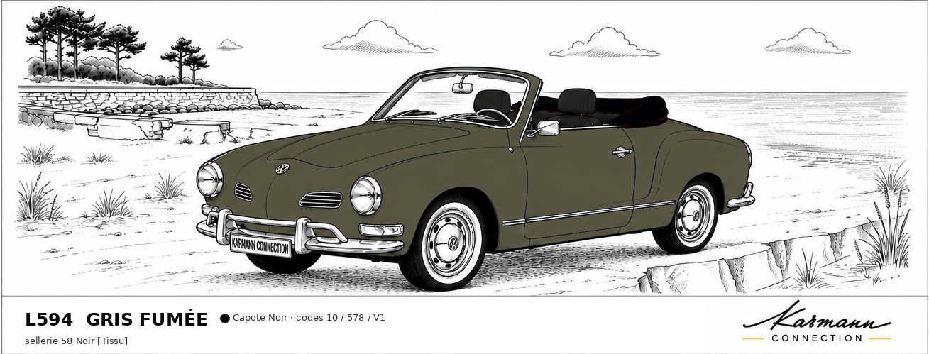 Karmann Ghia Type 14 Cabriolet L594 Gris fumée Smoke grey