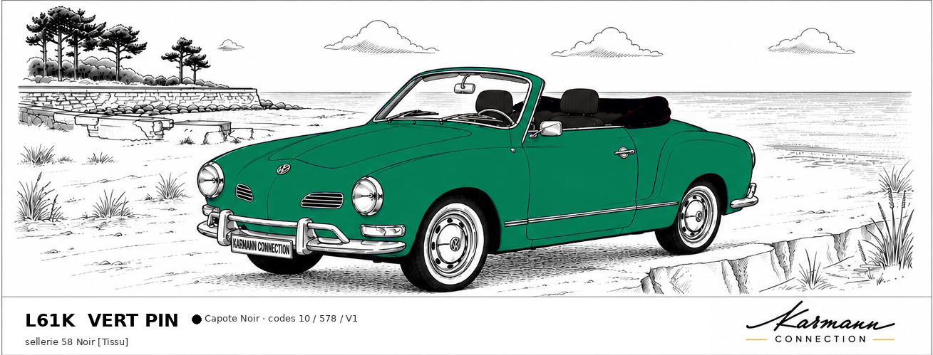 Karmann Ghia Type 14 Cabriolet L61K Vert pin Pine green