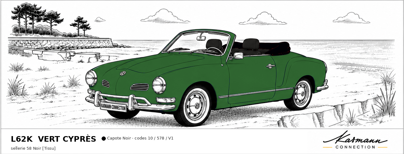 Karmann Ghia Type 14 Cabriolet L62K Vert cyprès Cypress green