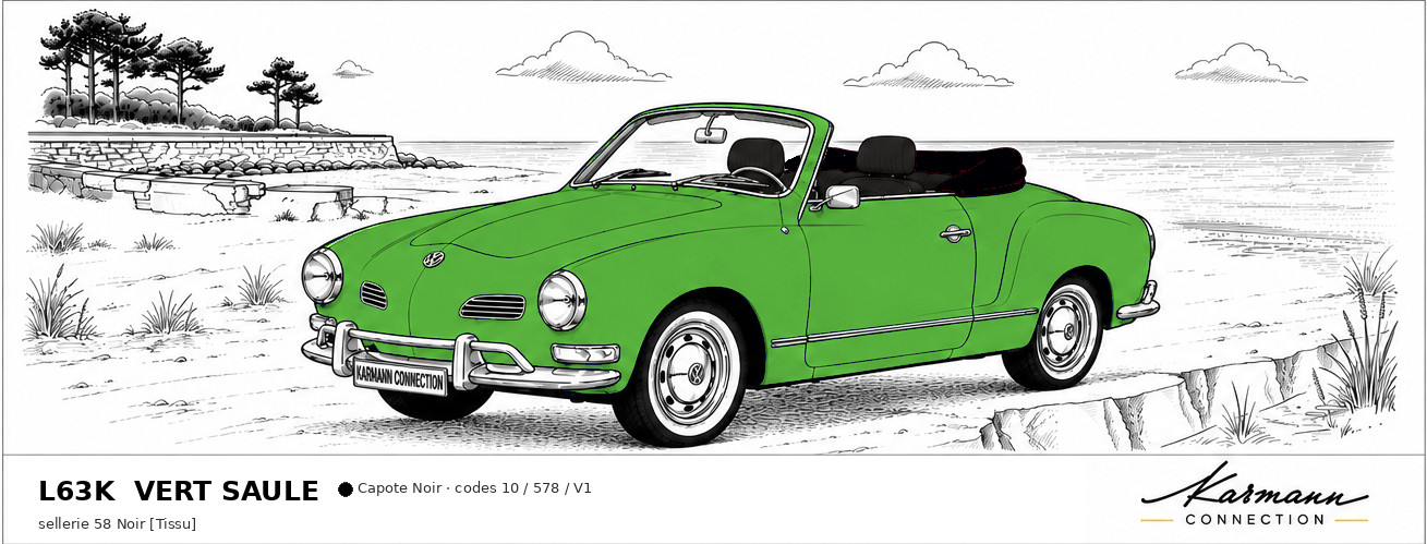 Karmann Ghia Type 14 Cabriolet L63K Vert saule Willow green