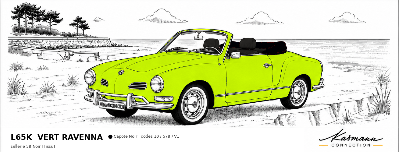 Karmann Ghia Type 14 Cabriolet L65K Vert Ravenna Ravenna green