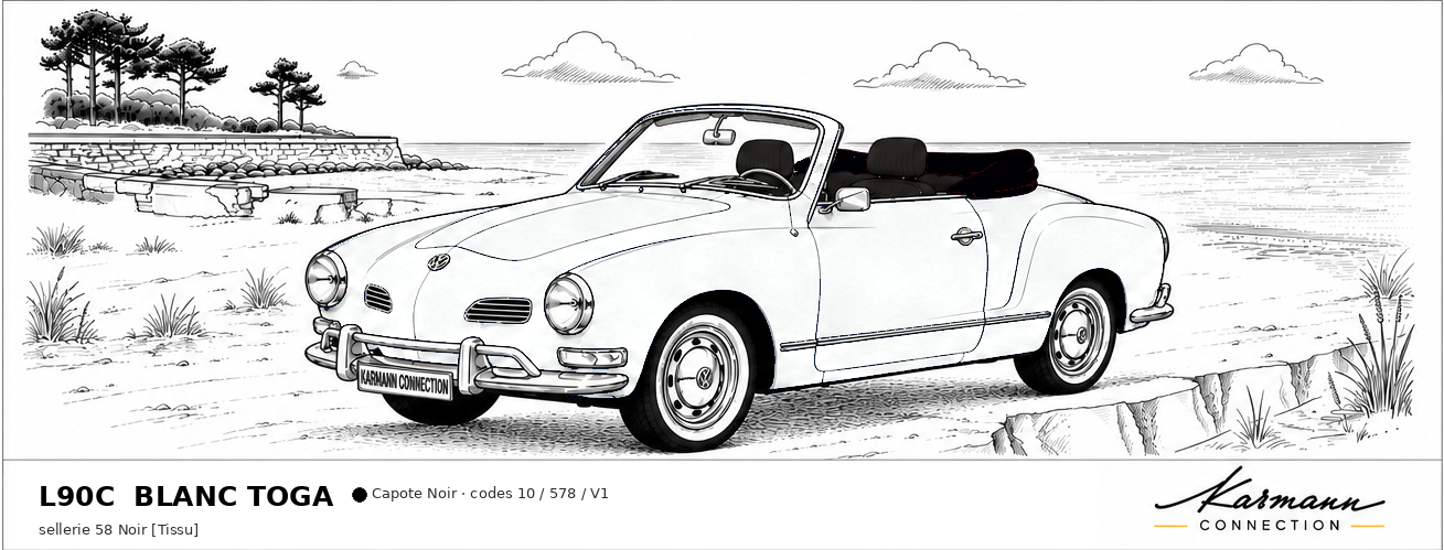 Karmann Ghia Type 14 Cabriolet L90C Blanc Toga Toga white