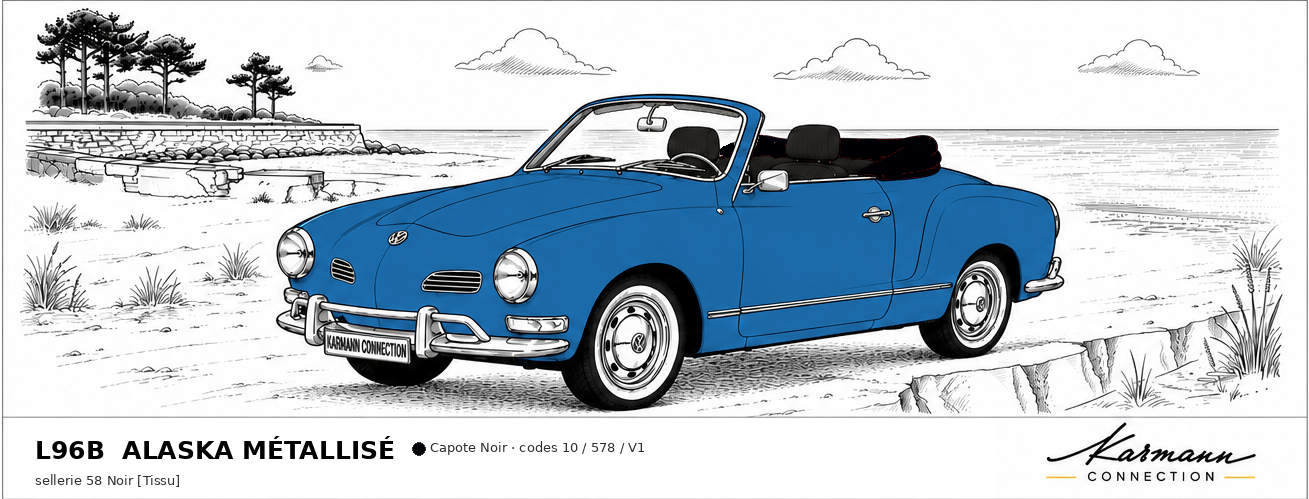 Karmann Ghia Type 14 Cabriolet L96B Alaska métallisé Alaska metallic