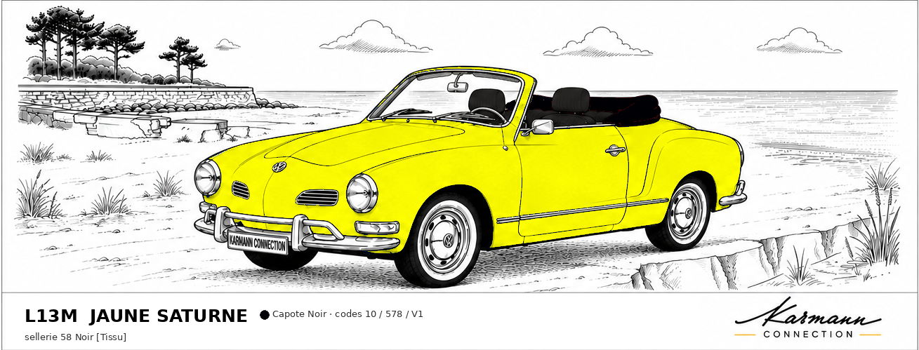 Karmann Ghia Type 14 Cabriolet L13M Jaune Saturne Saturn yellow