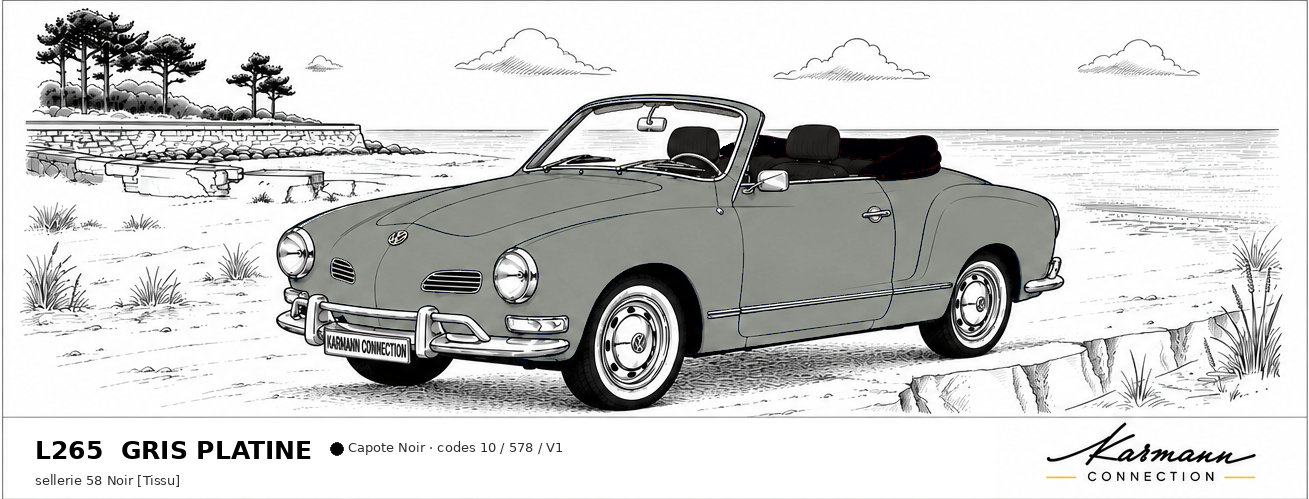 Karmann Ghia Type 14 Cabriolet L265 Gris platine Platinum grey