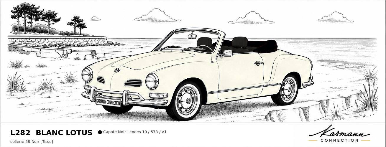 Karmann Ghia Type 14 Cabriolet L282 Blanc Lotus Lotus white