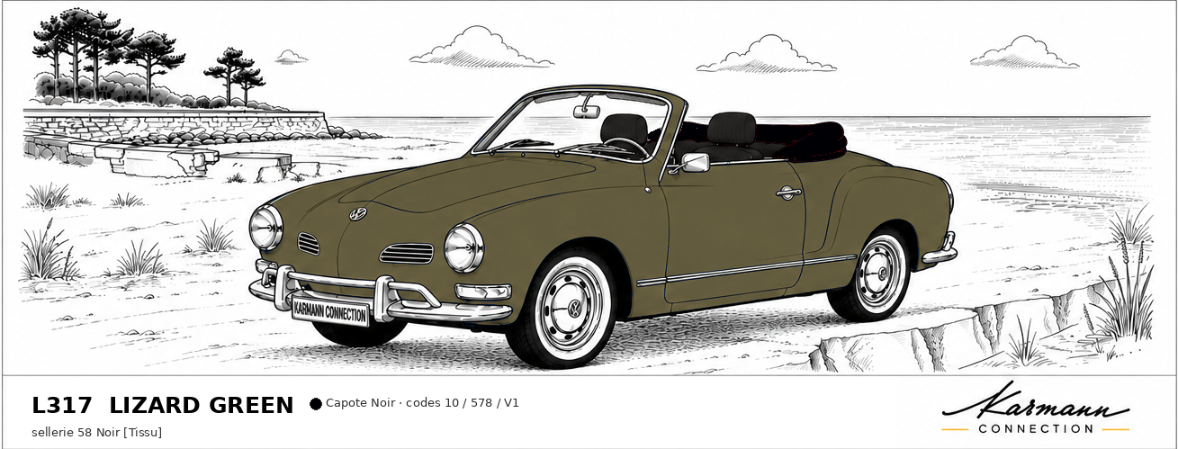 Karmann Ghia Type 14 Cabriolet L317 Lizard Green Lizard Green