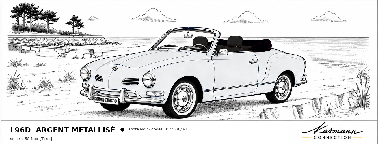 Karmann Ghia Type 14 Cabriolet L96D Argent métallisé Silver metallic