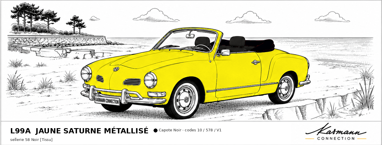 Karmann Ghia Type 14 Cabriolet L99A Jaune Saturne métallisé Saturn yellow metallic
